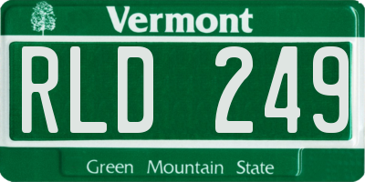 VT license plate RLD249