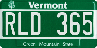 VT license plate RLD365