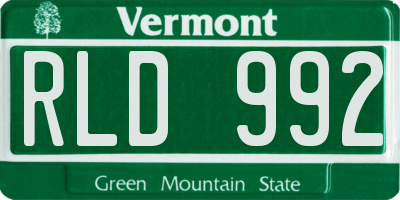 VT license plate RLD992