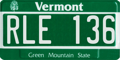 VT license plate RLE136
