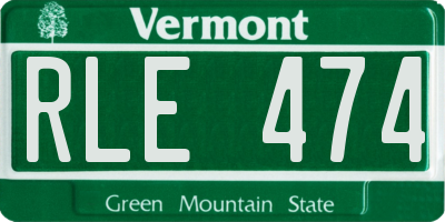 VT license plate RLE474