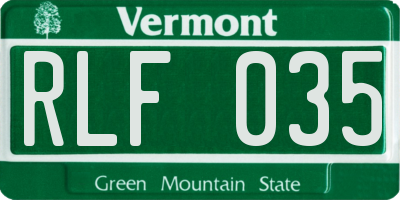 VT license plate RLF035
