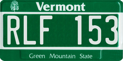 VT license plate RLF153