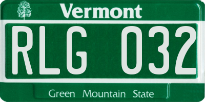 VT license plate RLG032