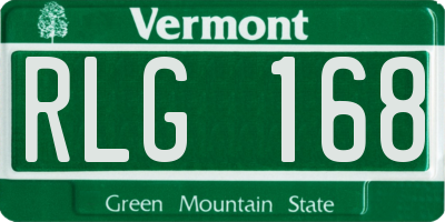 VT license plate RLG168