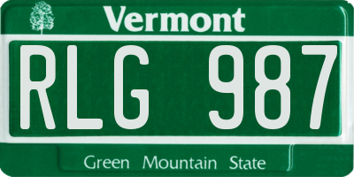 VT license plate RLG987