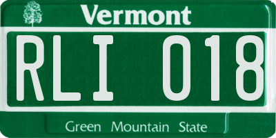 VT license plate RLI018