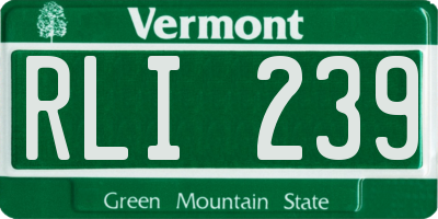 VT license plate RLI239