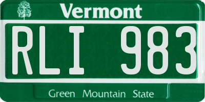 VT license plate RLI983