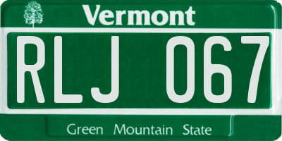VT license plate RLJ067