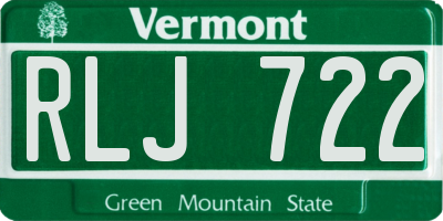 VT license plate RLJ722
