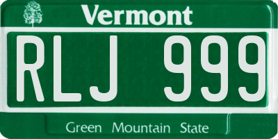 VT license plate RLJ999