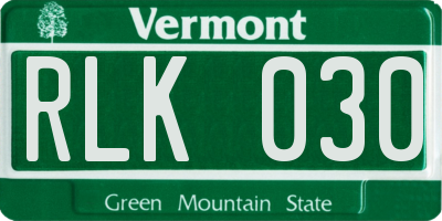VT license plate RLK030