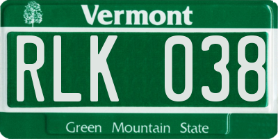 VT license plate RLK038