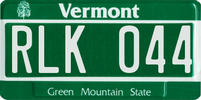 VT license plate RLK044