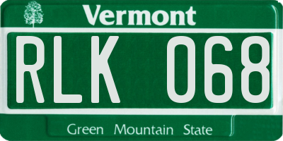 VT license plate RLK068
