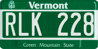 VT license plate RLK228