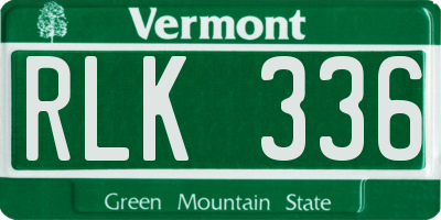 VT license plate RLK336