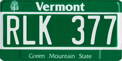VT license plate RLK377