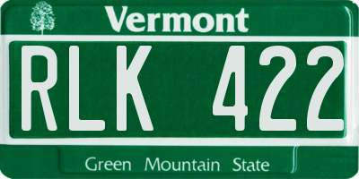 VT license plate RLK422