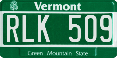 VT license plate RLK509