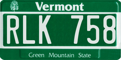 VT license plate RLK758