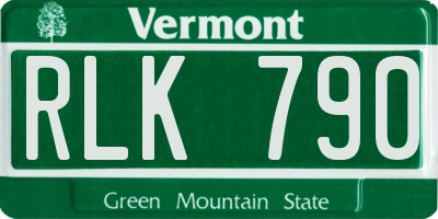 VT license plate RLK790