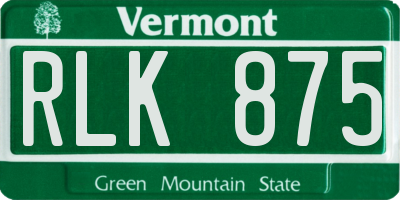 VT license plate RLK875
