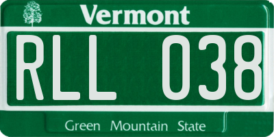 VT license plate RLL038