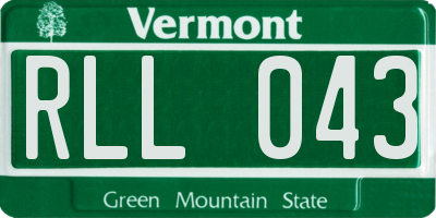 VT license plate RLL043