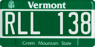 VT license plate RLL138
