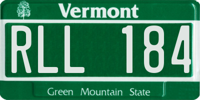VT license plate RLL184