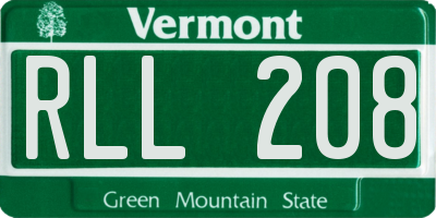 VT license plate RLL208