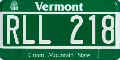 VT license plate RLL218