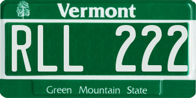 VT license plate RLL222