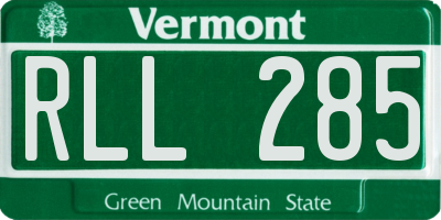 VT license plate RLL285