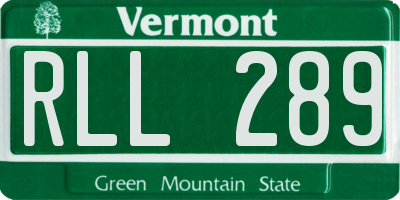 VT license plate RLL289