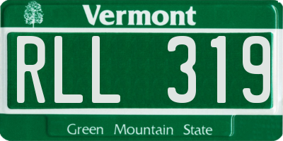 VT license plate RLL319