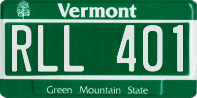 VT license plate RLL401