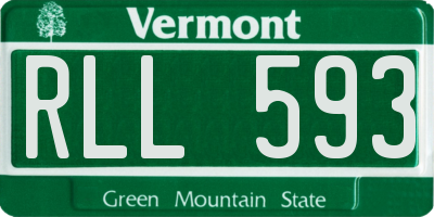 VT license plate RLL593