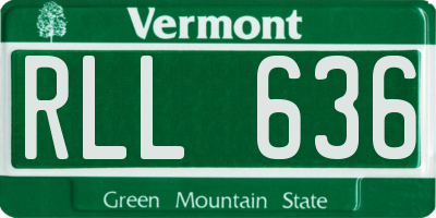 VT license plate RLL636