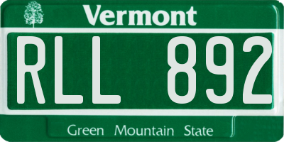 VT license plate RLL892
