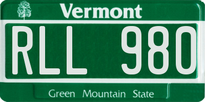 VT license plate RLL980
