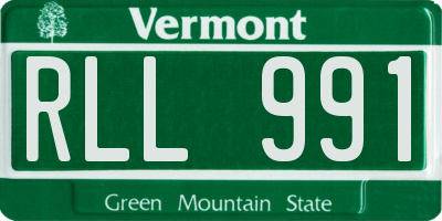 VT license plate RLL991