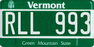 VT license plate RLL993