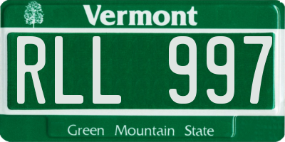VT license plate RLL997
