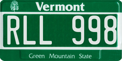 VT license plate RLL998
