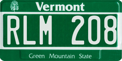 VT license plate RLM208