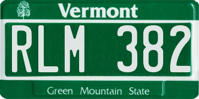 VT license plate RLM382
