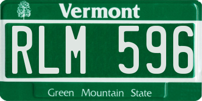 VT license plate RLM596